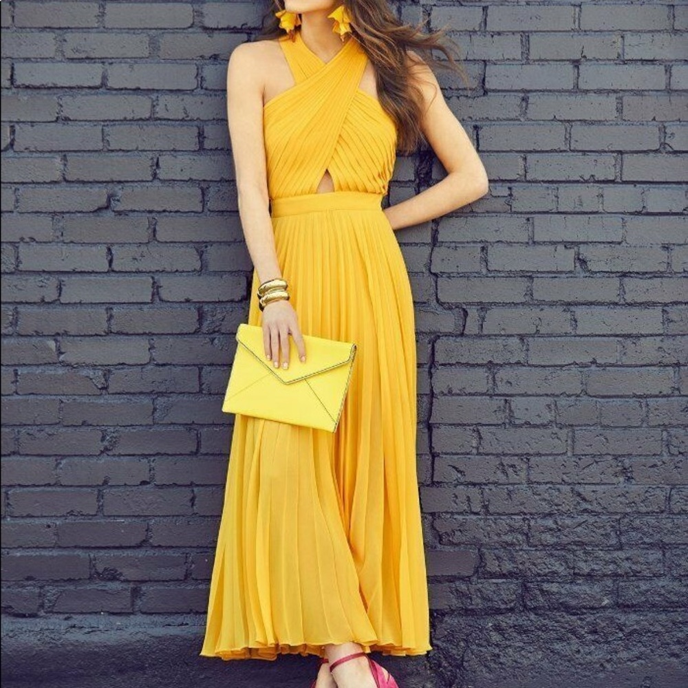 Joie Yellow Elenita Chiffon Gown